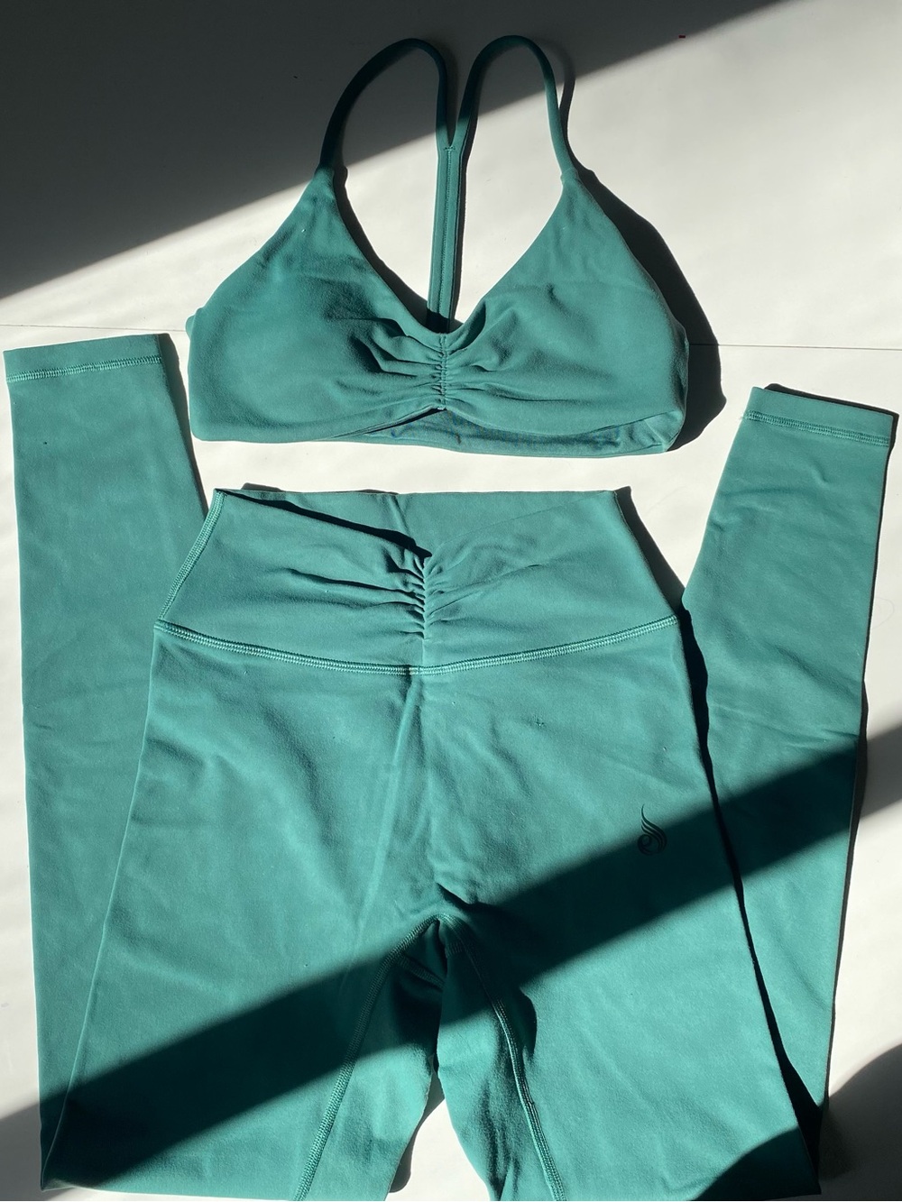 Ryderwear Teal Ruched High-Waist Leggings & Strappy Sports Bra